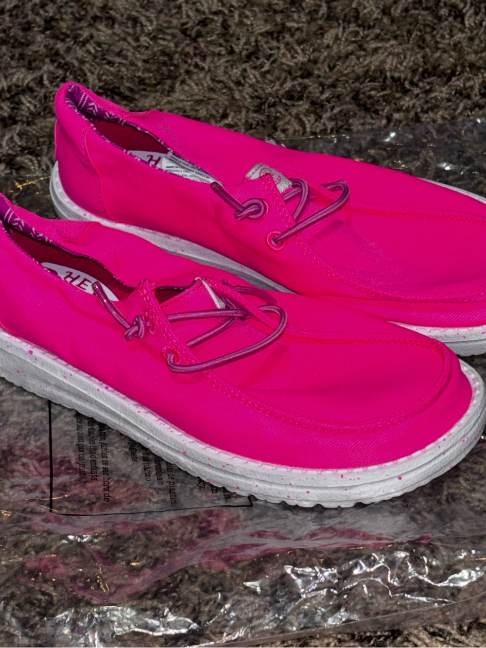 Hey Dude Wendy Stretch Canvas Youth Kids Loafer C13 Pink 41281-680 New